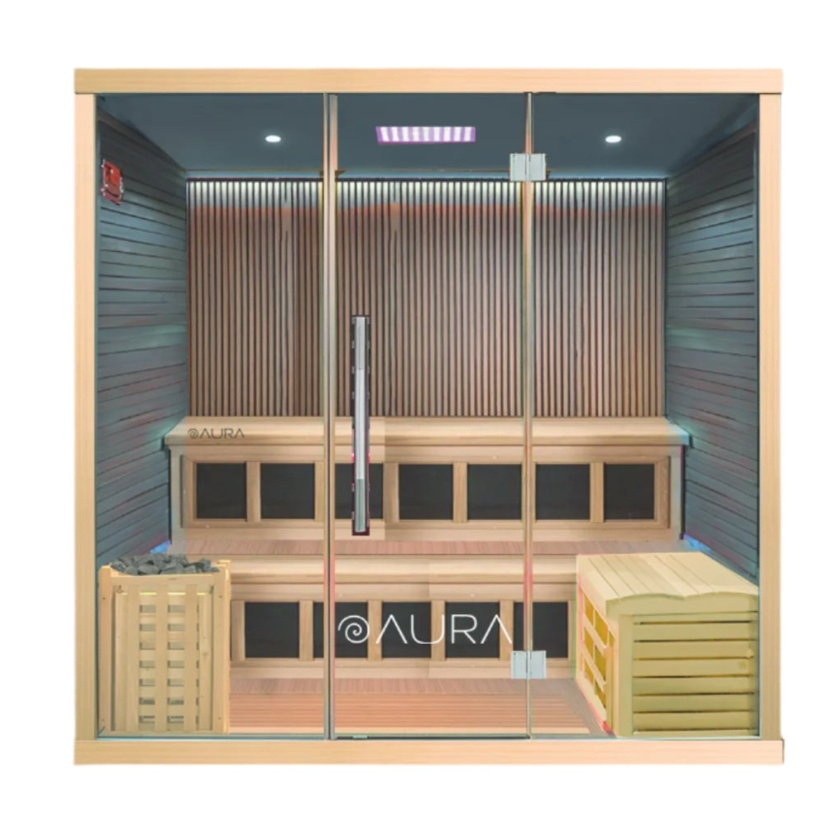 Aura Traditional 8 Sauna with Canadian Hemlock Wood, 6.0KW Harvia Heater, Abyss Lighting